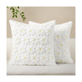 Softalker Spring Summer Decorative Pillow Covers 18 x 18 Inch Set of 2,Outdoor Farmhouse Floral Daisy Soft Faux Fur Cushion Covers, 3D Pillow Cases for Bedroom Living Couch Sofa Home Decor, White