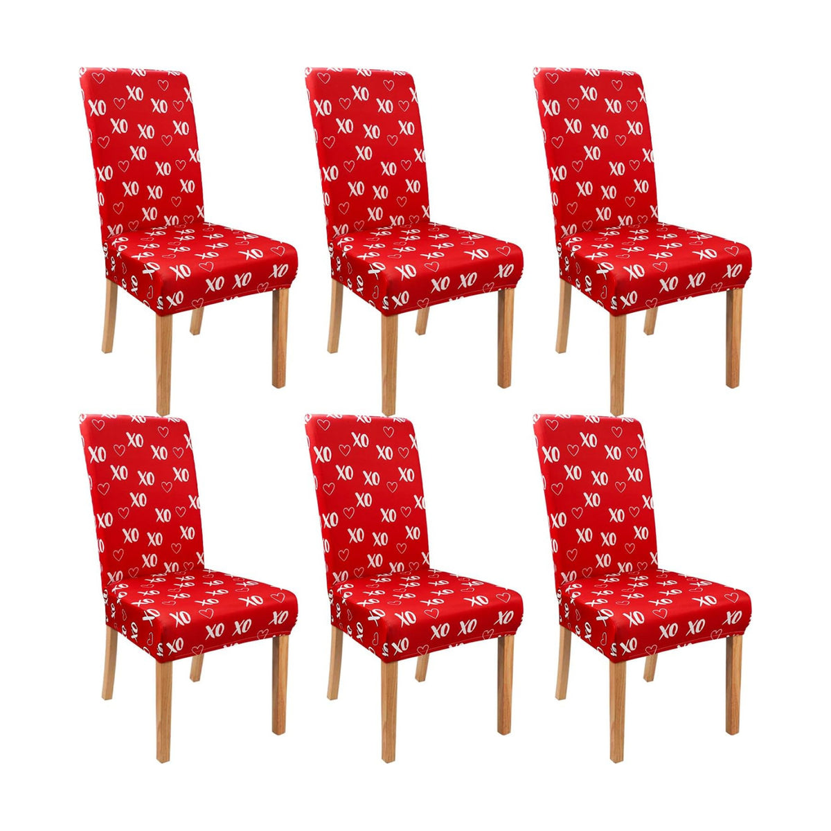 Valentine's Day Chair Covers for Dining Room Set of 6 Valentines Heart Dining Chair Slipcovers 6 Pcs Stretch Removable Washable Seat Protector 6 Pack for Valentine Home and Party Decor