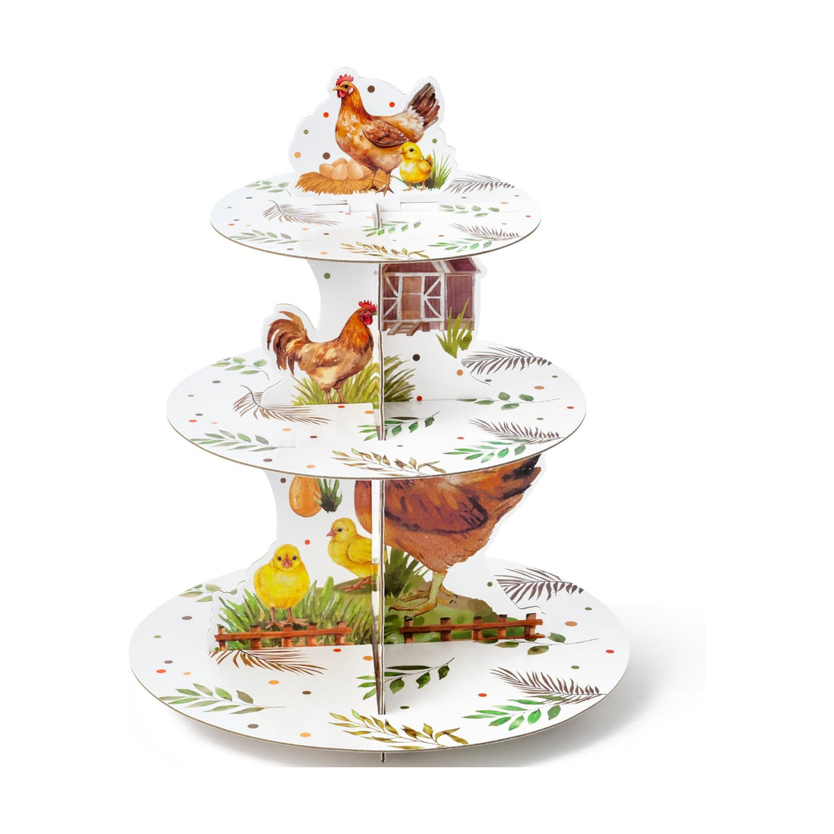 ANGOLIO Chicken Birthday Cupcake Stand - 3 Tiered Hen Party Decorations