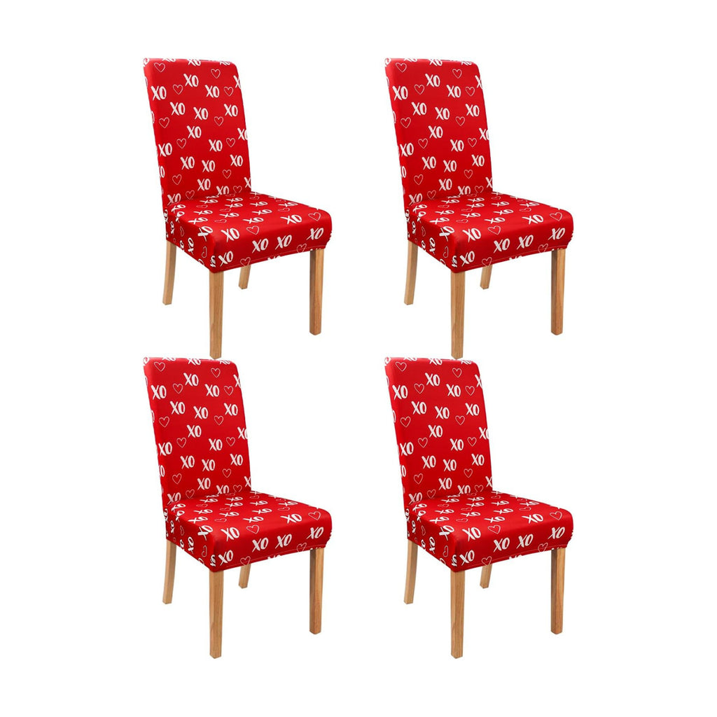 Valentine's Day Chair Covers for Dining Room Set of 4 Valentines Heart Dining Chair Slipcovers 4 Pcs Stretch Removable Washable Seat Protector 4 Pack for Valentine Home and Party Decor