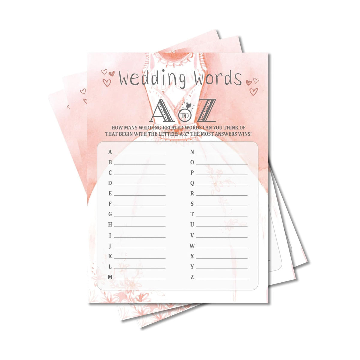 Bridal Shower Games, Wedding Games For Showers, Wedding Words Engagement Bachelorette Party Game, Bridal Shower Decorations, 30 Cards Per Set (Suit026)