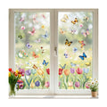 9 Sheets Spring Window Clings Decor, Tulip Floral Butterfly Window Stickers