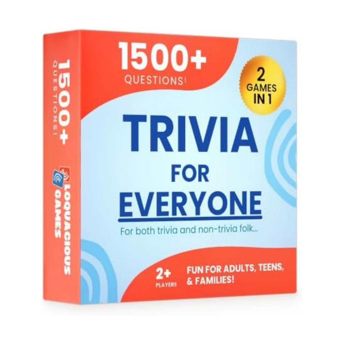 Trivia for Everyone - Trivia Game for Adults & Teens, 1500+ Questions & 2 Difficulty Levels - Fun Family Card Game for Game Night, Parties & Travel - Gift Idea