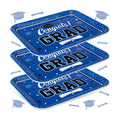 JarThenaAMCS 3Pcs Graduation Serving Trays Reusable Melamine Platter Blue Congrats 2026 Grad Diploma Bachelor's Hat Serving Dishes for Graduate Party Sharing Snacks Fruits Dessert