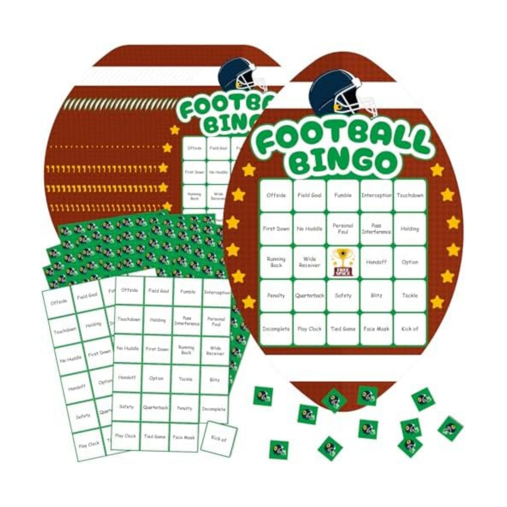 YQUQWN Football Bingo Game Cards Set Football Party Supplies 24 Players Includes Bingo Cards and Markers for Party Supplies Sports Events Activities