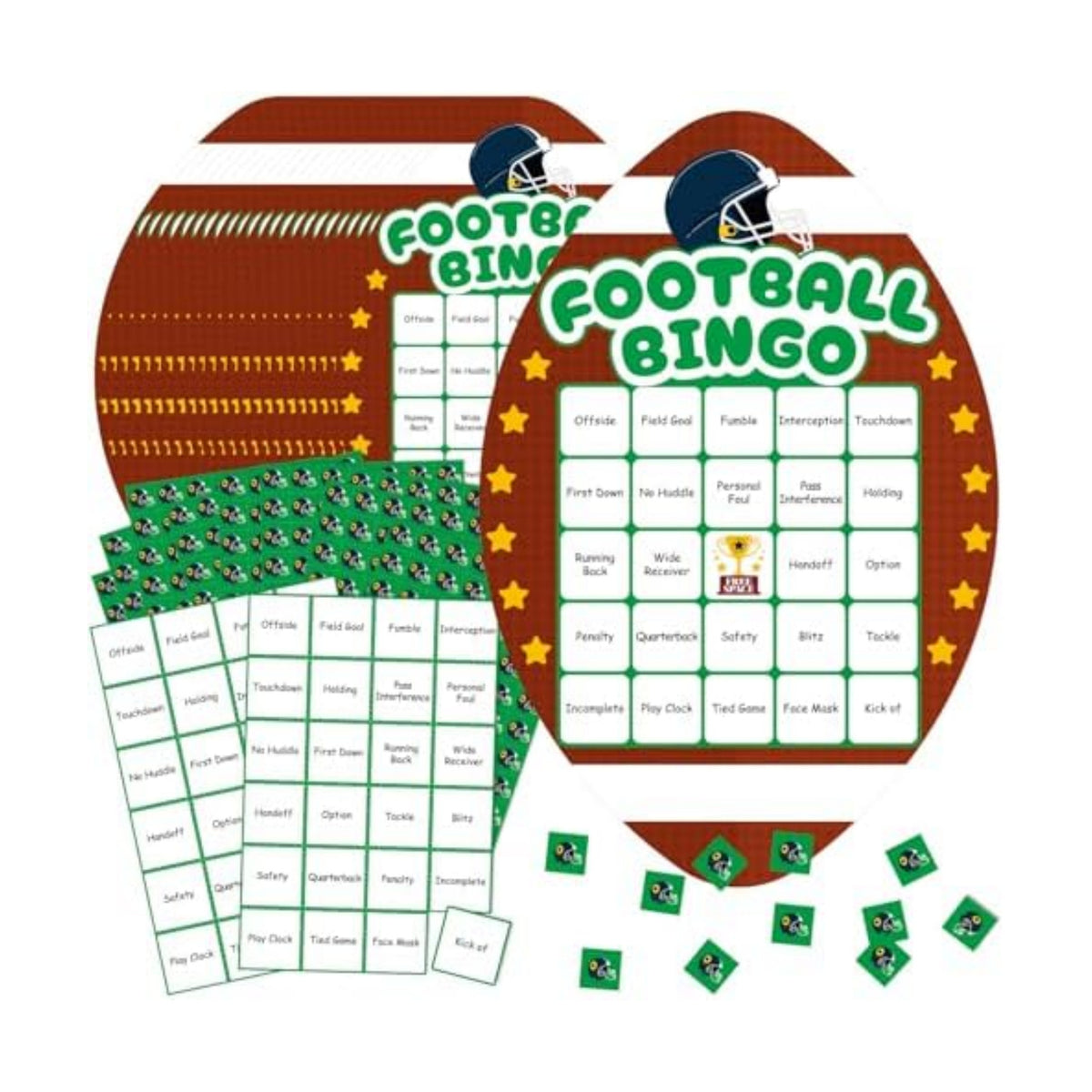 YQUQWN Football Bingo Game Cards Set Football Party Supplies 24 Players Includes Bingo Cards and Markers for Party Supplies Sports Events Activities