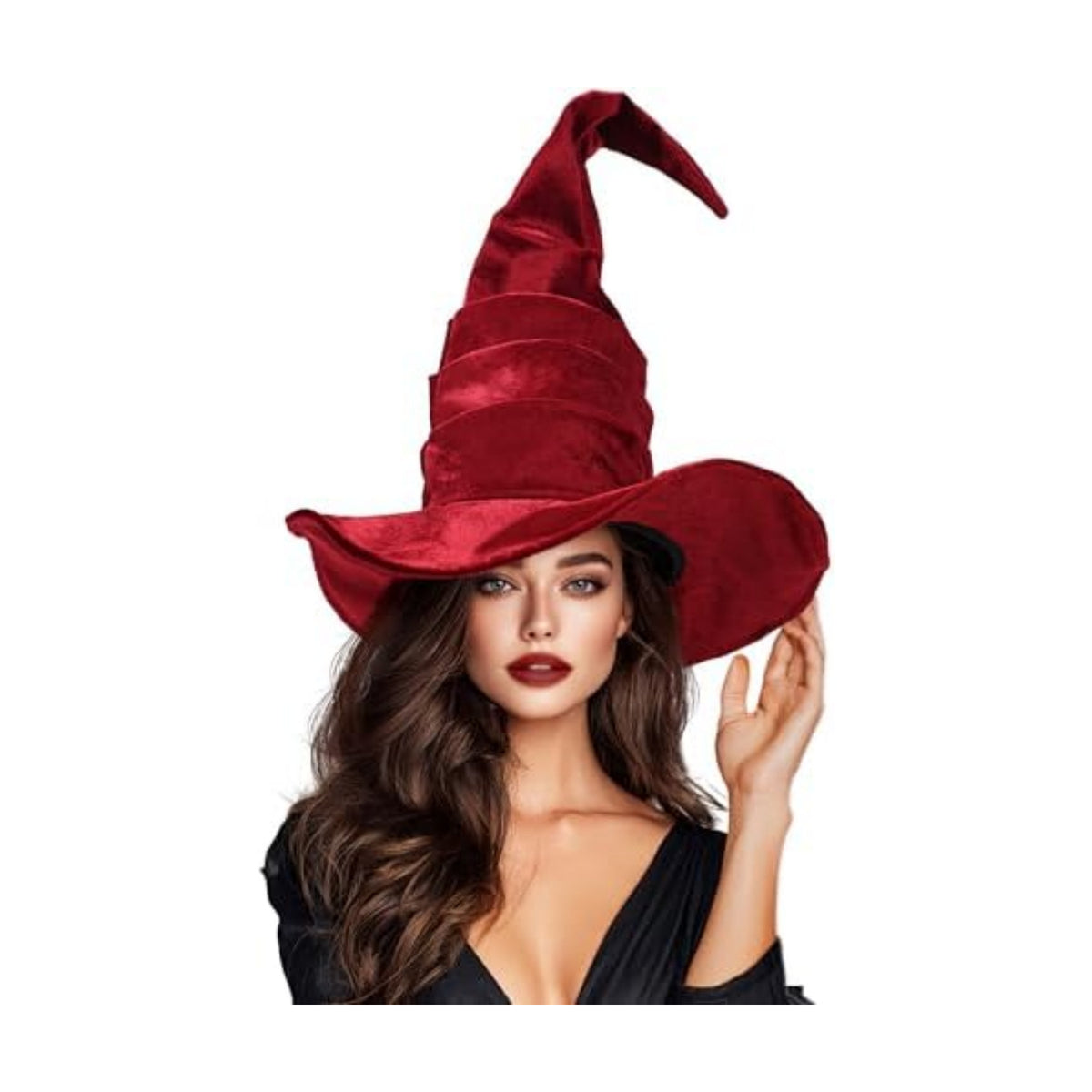 Ibeauti Witch Hat Women Large Ruched Halloween Witch Hat Costume Accessory for Party