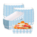 Funnymoom 48 Pcs Gingham Party Supplies Light Blue Plaid Paper Food Trays