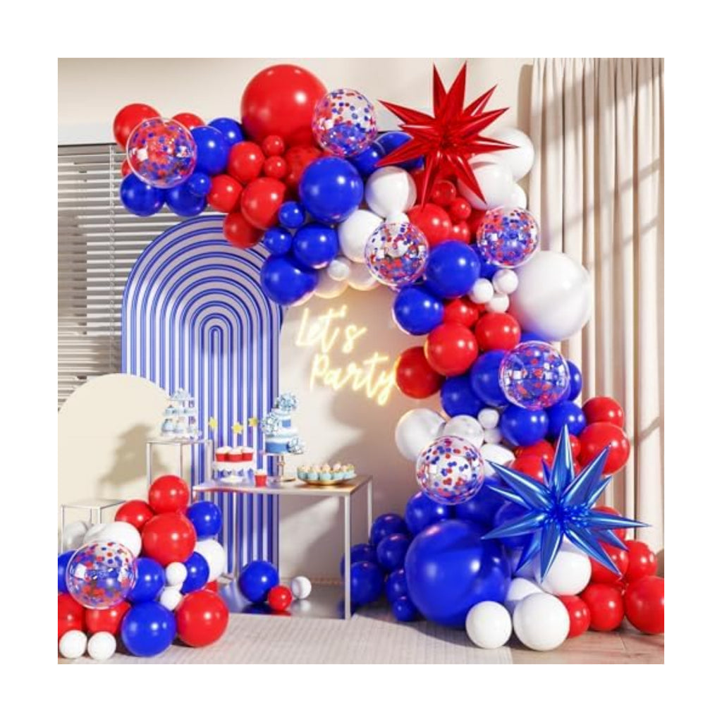 Red White Blue Balloon Arch Kit for Birthday Party Decorations