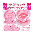 109PCS Happy Galentine's Day Party Supplies,Pink Love Heart Disposable Paper Plates Napkins Cups Forks Dinnerware for 24 Guest,Banner Balloons for Valentines Anniversary Wedding Engagement