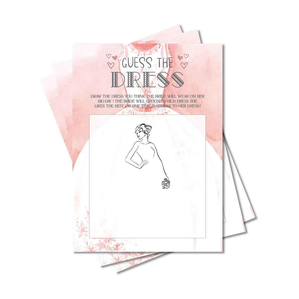 Bridal Shower Games, Wedding Games, Guess The Dress Engagement Bachelorette Party Game, Bridal Shower Decorations, 30 Cards Per Set (Suit024)