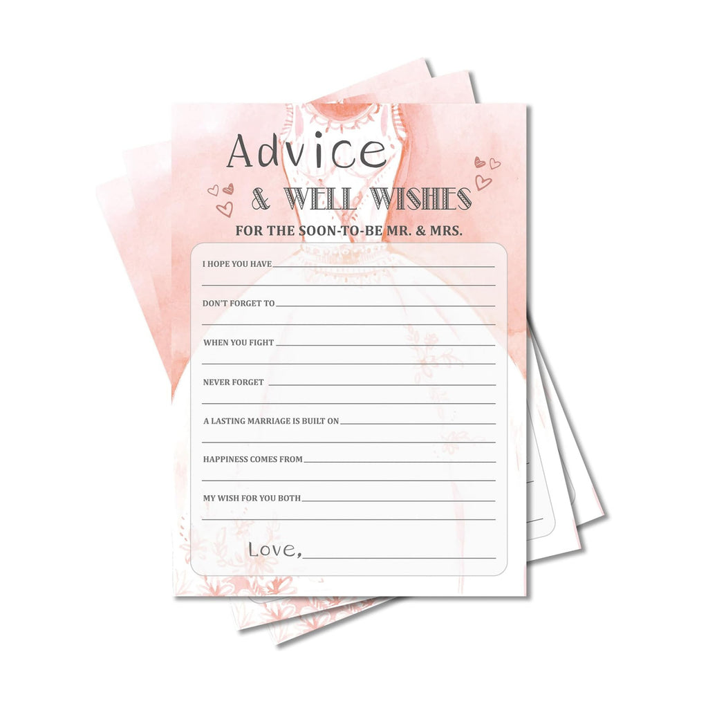 Bridal Shower Games, Wedding Games, Advice And Well Wishes Engagement Bachelorette Party Game, Bridal Shower Decorations, 30 Cards Per Set (Suit021)