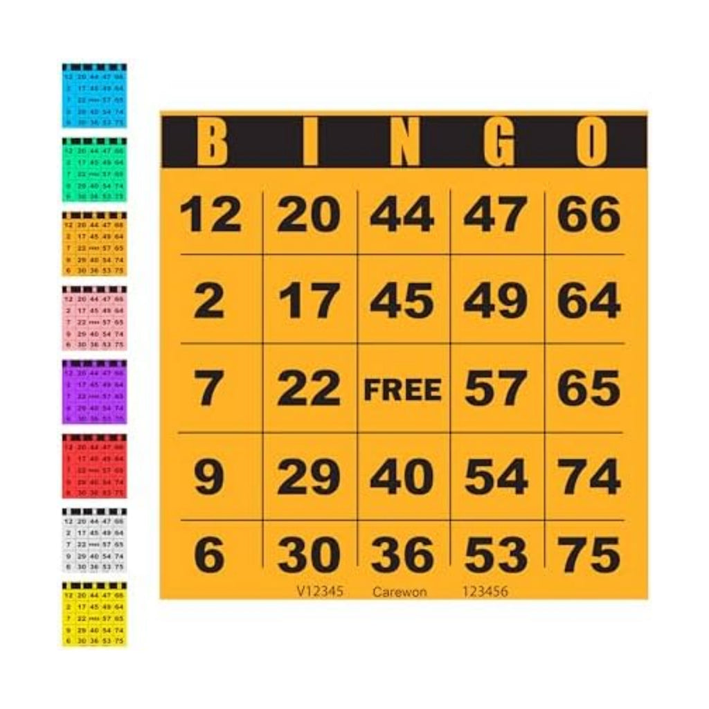 100 Bingo Cards, Large 4.5 x 4.5 Inch, Paper Bingo Sheets, Orange