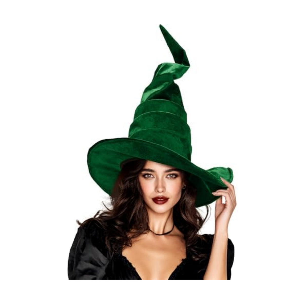 Ultrafun Women's Large Ruched Witch Hat Halloween Black Witch Wizard Hat Costume Accessory Adult