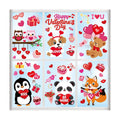 Happy Valentine's Day Window Clings 6 Sheets, Red Pink Hearts Window Decals Clings for Home Classroom Party Decorations Supplies, Reusable Valentine XOXO Love Cling for Windows (Valentines)
