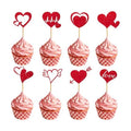 24Pcs Valentine's Day Cupcake Toppers, Glitter Red Heart Cake Decorations