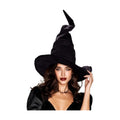 Ultrafun Women's Large Ruched Witch Hat Halloween Black Witch Wizard Hat Costume Accessory Adult