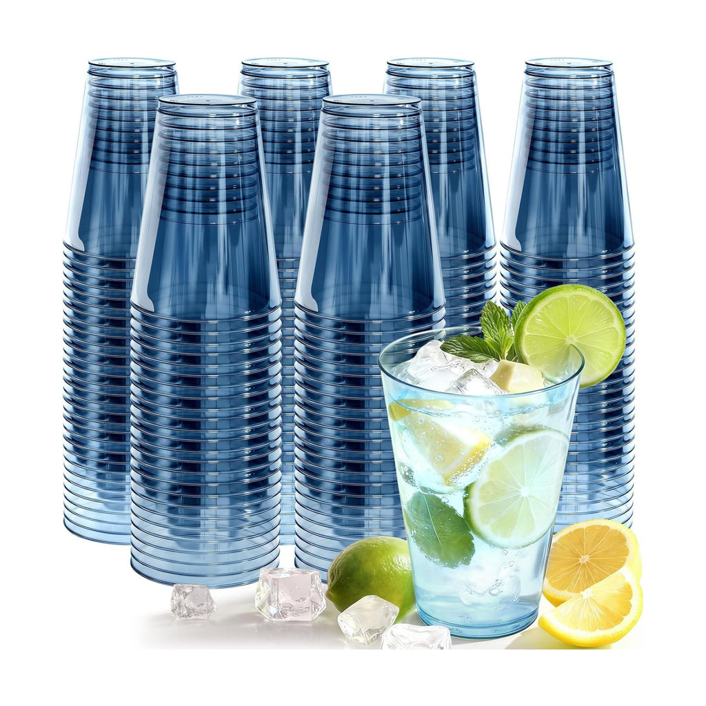 Glowserve 200 Pack 12 oz Blue Disposable Plastic Cups Cocktail Glasses