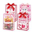 Capoda 24 Pack Galentine's Day Gift Bags with Handles - Large Pink and Red Valentine Party Favor Bags - Reusable Plastic Goody Bag for Girls Night & Ladies Celebration