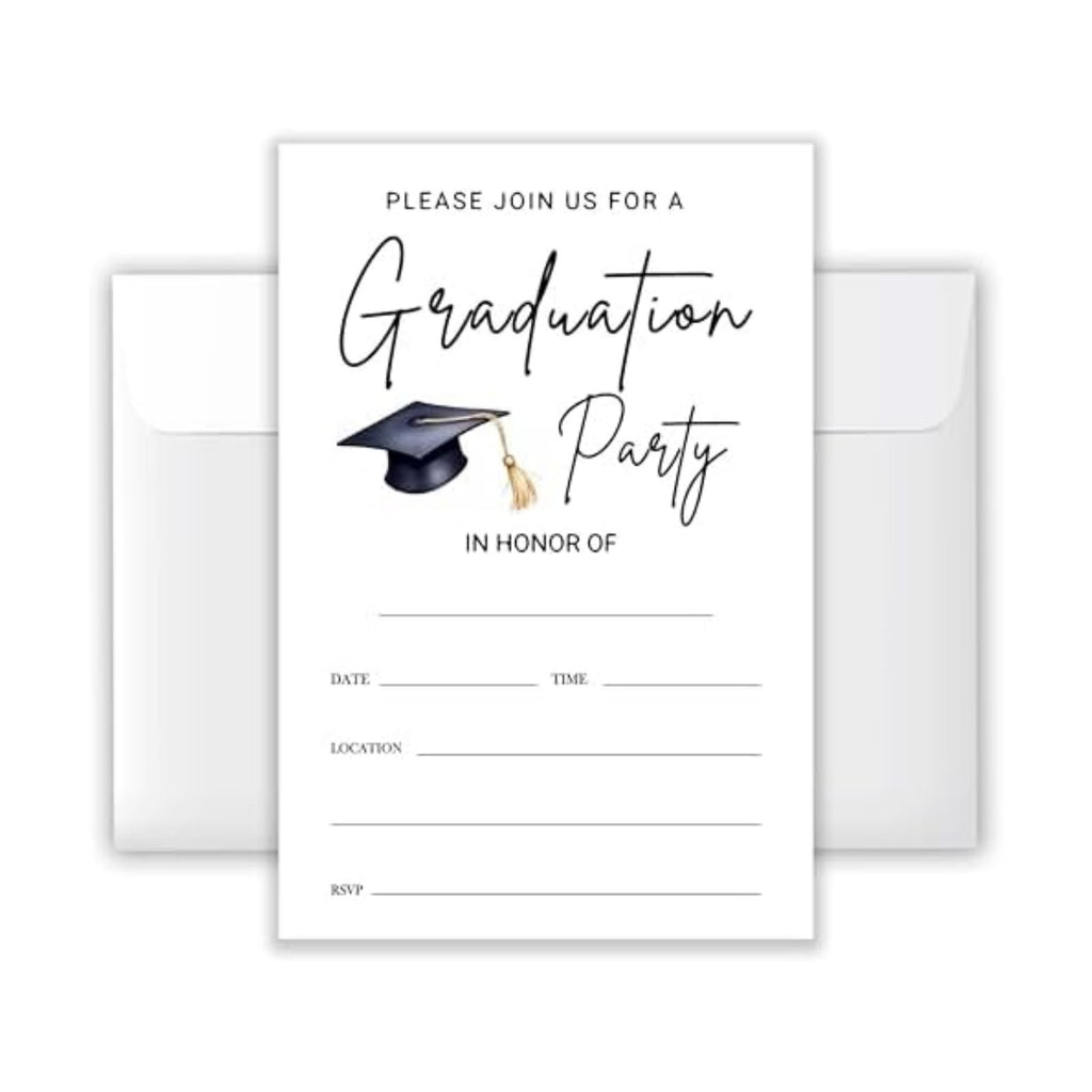 4x6 2026 Graduation Party Invitations (20 Cards + 20 Envelopes) - Cap & Tassel Grad Celebration Invites.(011)
