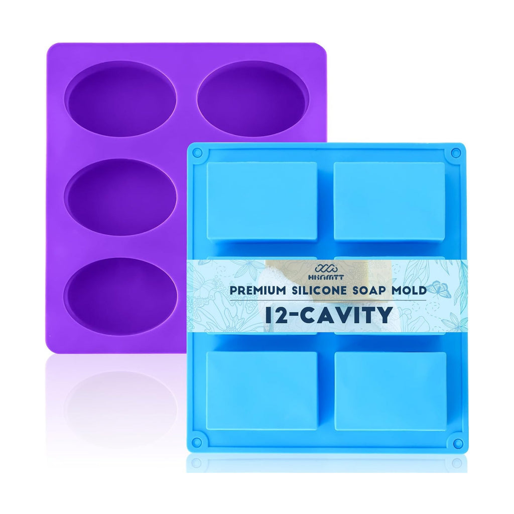 HKNMTT Oval Suqare Soap Mold 6-Cavity Silicone Molds for Handmade Craft