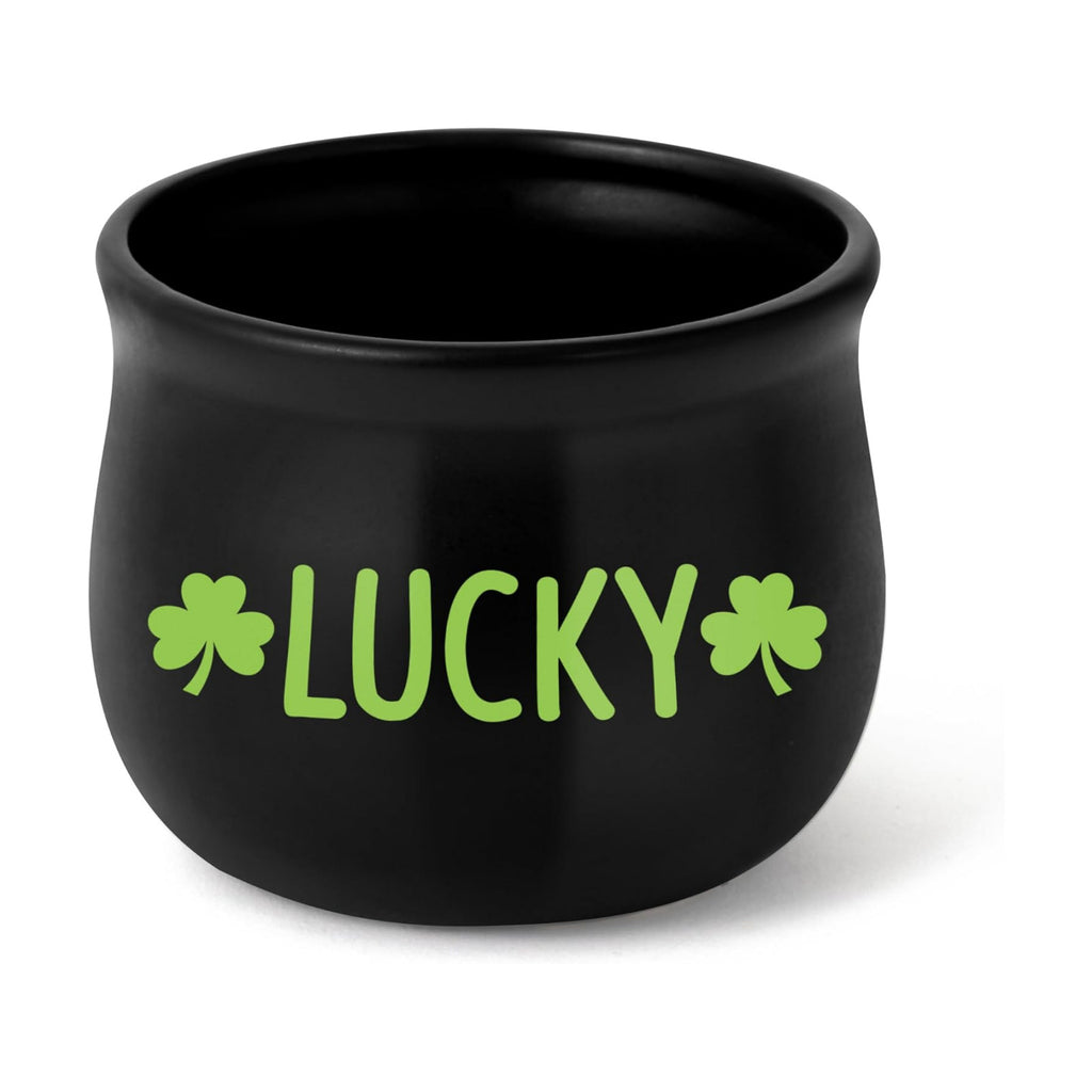 St Patrick’s Day Candy Dish Cauldron - Pot O’ Gold Mini Ceramic Bowl Snack Serving Tiered Tray Decoration (Green Lucky)