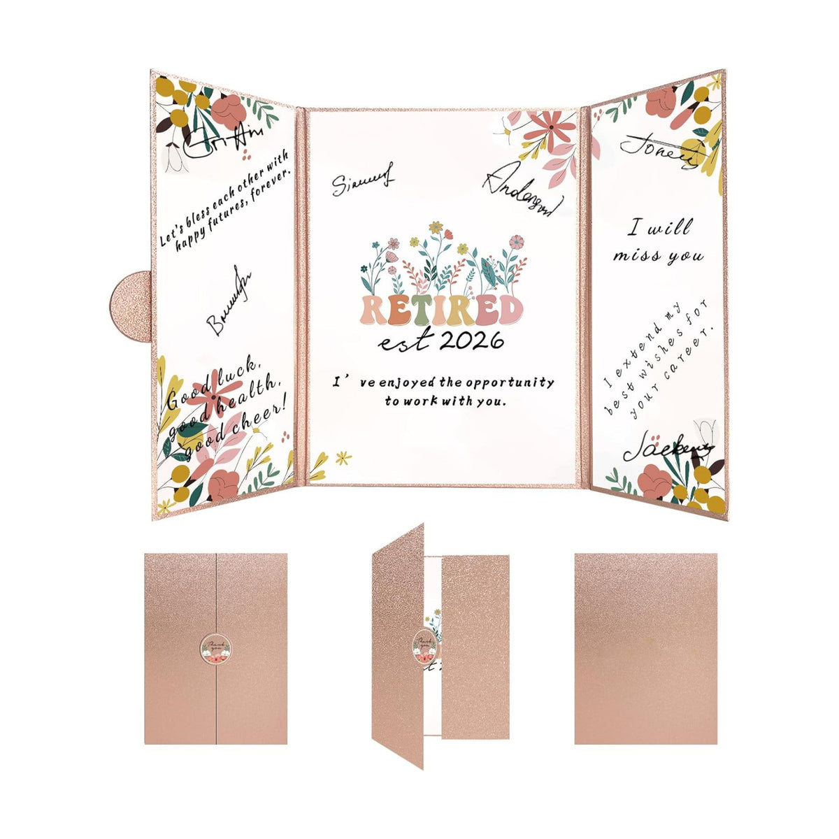 Holkcog Rose Flower Retirement Guest Book Alternative Decorations Women