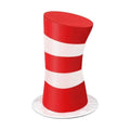 Red and White Striped Top Hat, Adult Standard Size, Cat Hat Costume Halloween Role-Play Party Accessory