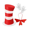 Red and White Striped Top Hat, Adult Standard Size, Cat Hat Costume Halloween Role-Play Party Accessory