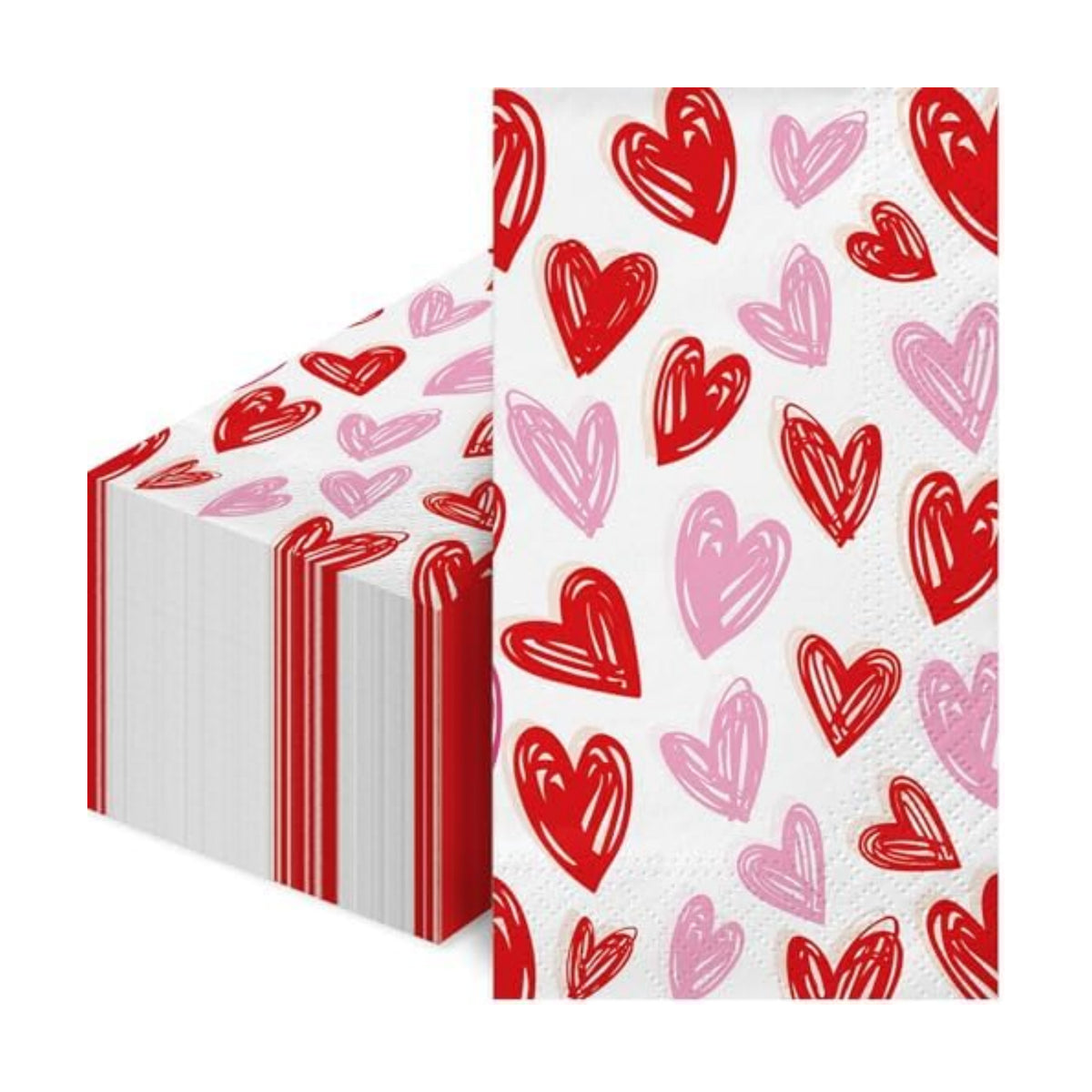 100Pcs Valentine's Day Disposable Napkins for Bathroom Guest Use - Heart Paper Napkins