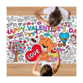 Giant Valentine's Day Coloring Tablecloth, Large Happy Valentine Coloring Poster for Home Birthday Party Supplies, 30x72 Inches