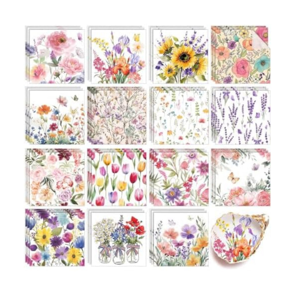 Gueevin 45 Pack Floral Decoupage Napkins Botanical Craft Paper for DIY