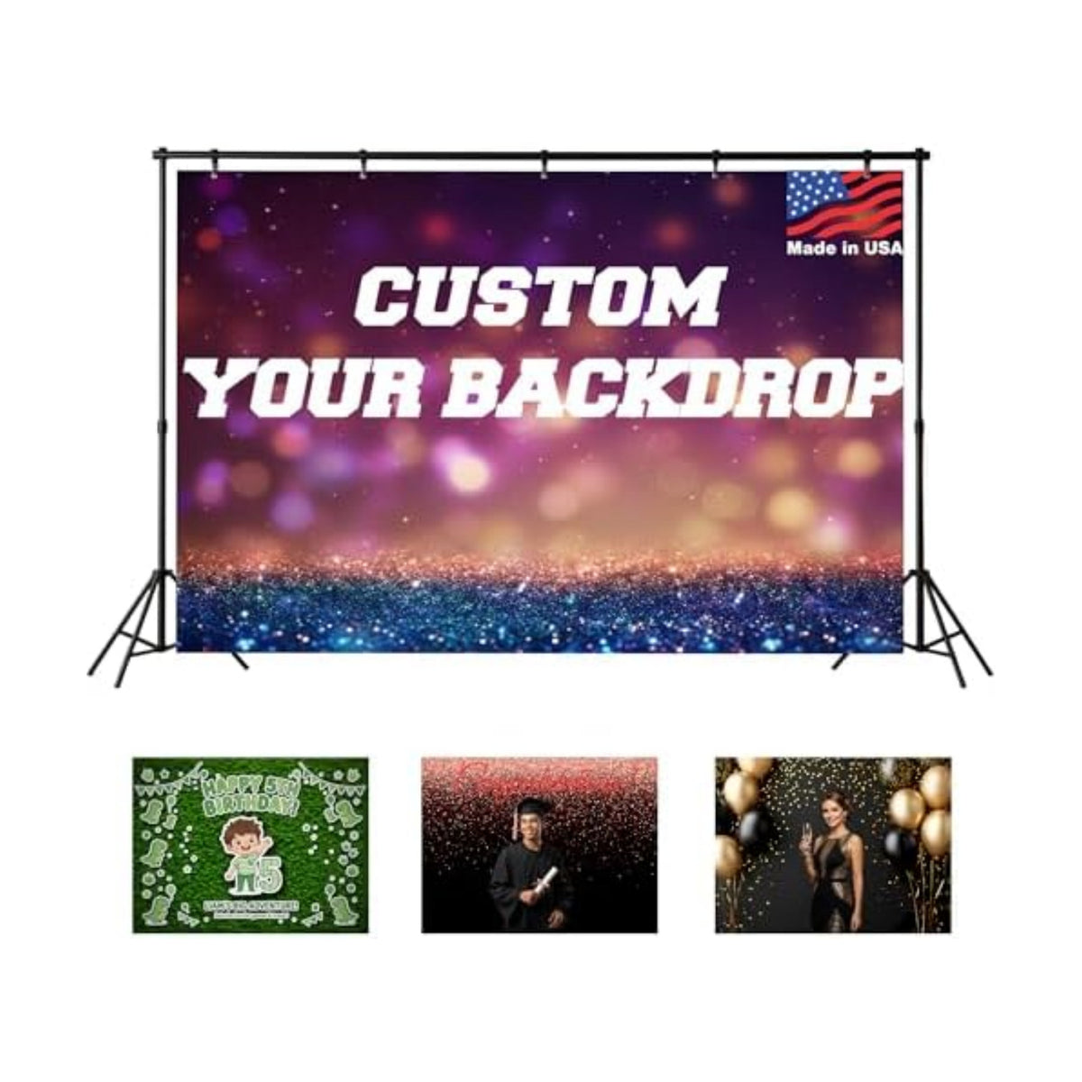 Custom Backdrop Personalized 5x8 Ft, Customized Photo Backdrop Banner with Picture Logo, Personalized Background for Photography, Gift for Birthday, Baby Shower, Christmas Decorations, Made in USA