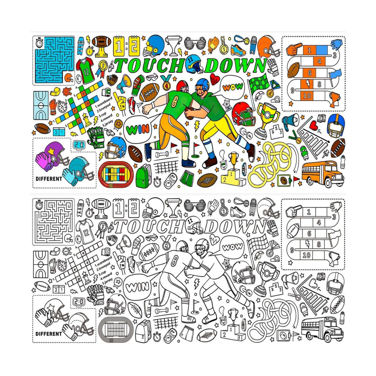 Giant Football Coloring Tablecloth for Kids,Large Coloring Posters for Kids Art Craft Home Birthday Party Supplies 30 x 72 Inch