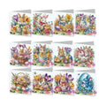 YOKUSHI 12 PCS Easter Diamond Art Painting Greeting Cards, Rabbit Craft DIY Card Making Kits for Adults Gifts (Easter)