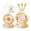 EUOYUFO 96Pcs Aperol Sprit Party Decorations Tableware Set Just A Spirity Older Paper Plates Napkins Forks Sprit Cocktail Birthday Bachelorette Bridal Shower Bar Theme Party Supplies Serve 24 Guests