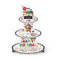 3 Tier Transportation Themed Cupcake Stand with Topper Train Birthday Decorations Boy Birthday Decorations Party Favors Cars Construction Plane Decor Chugga Chugga Two Two Party Supplies 2nd 3rd 4th