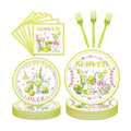96Pcs Tennis Party Decorations Tableware Set Tennis Served Birthday Paper Plates Napkins Forks Softball Ball Sports Games Theme Baby Shower Party Supplies Serve 24 Guests