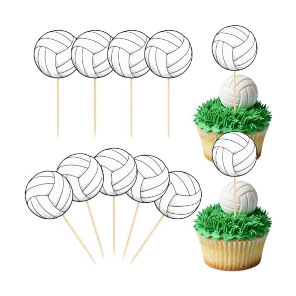 Hooqict 40Pcs Volleyball Cupcake Toppers Sport Ball Birthday Cake Topper Decorations Cupcake Picks for Kids Girls Boys Volleyball Themed Baby Shower Birthday Party Decorations Supplies