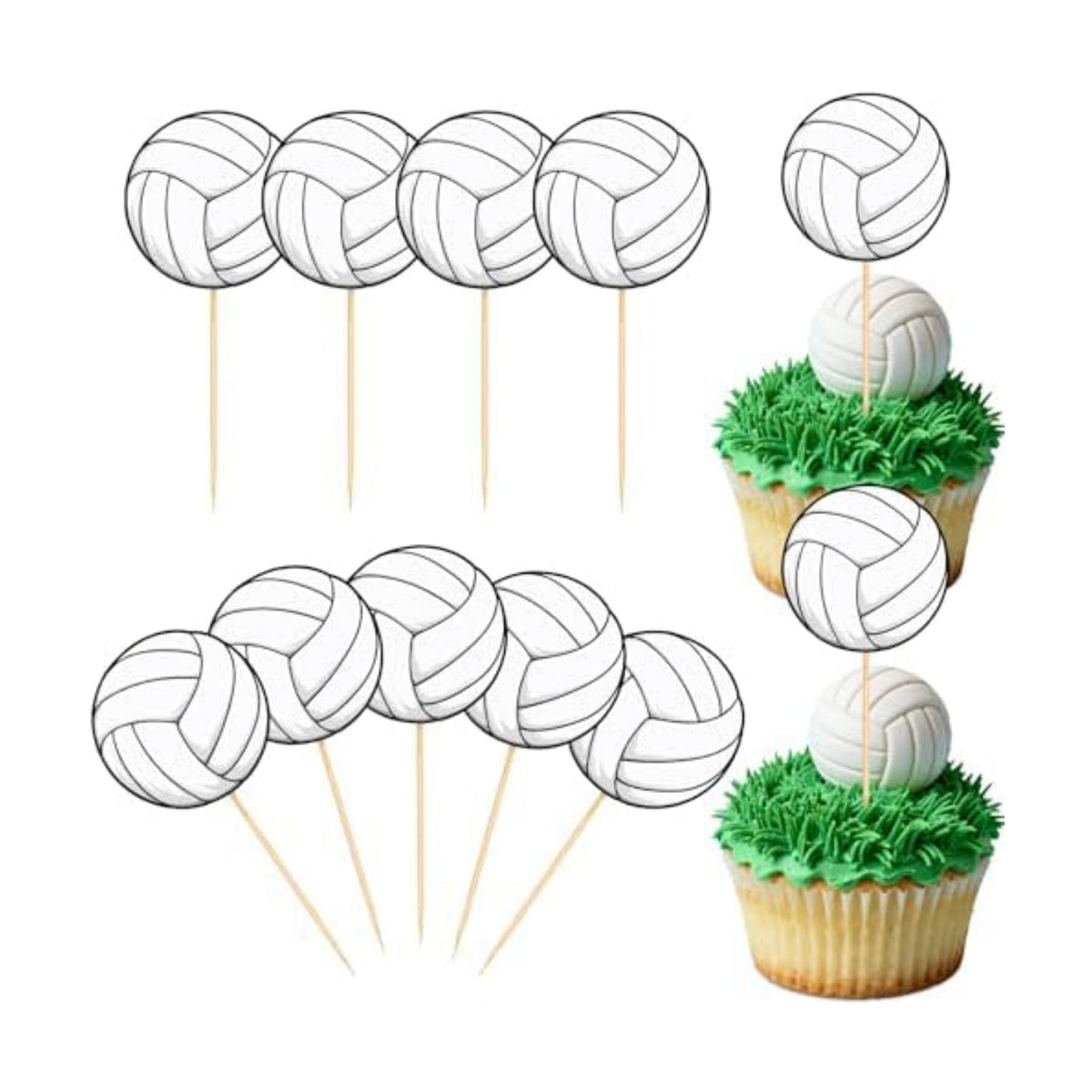 Hooqict 40Pcs Volleyball Cupcake Toppers Sport Ball Birthday Cake Topper Decorations Cupcake Picks for Kids Girls Boys Volleyball Themed Baby Shower Birthday Party Decorations Supplies