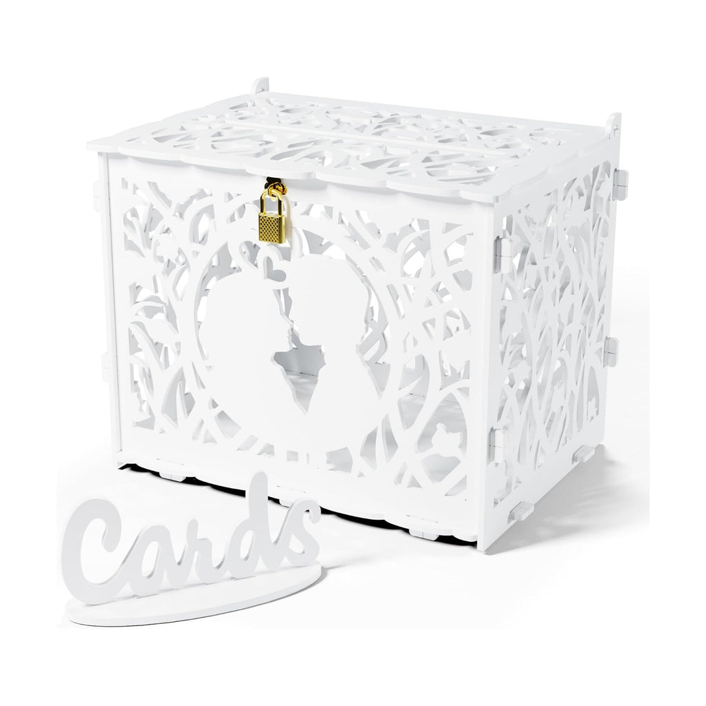 Jolik Wedding Card Box with Sign – Large Rustic Wedding Money Box Holder, DIY Envelop Gift Card Shadow Boxes for Wedding Reception, Anniversary, Graduation, and Birthday Parties