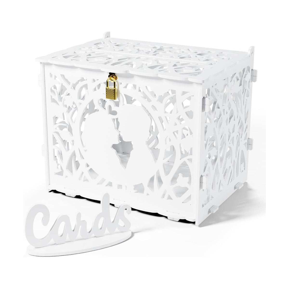 Jolik Wedding Card Box with Sign – Large Rustic Wedding Money Box Holder, DIY Envelop Gift Card Shadow Boxes for Wedding Reception, Anniversary, Graduation, and Birthday Parties