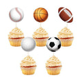 Hooqict 40Pcs Sports Cupcake Toppers Football Soccer Basketball Baseball Golf Ball Cake Topper Decorations Cupcake Picks for Kids Boys Men Game Day Sports Themed Birthday Party Decorations