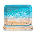 JarThenaAMCS 3Pcs Summer Beach Serving Trays Reusable Serving Dishes Ocean Wave Sand Seashell Starfish Platter for Outdoor Party Serving Food Snacks Fruits Dessert