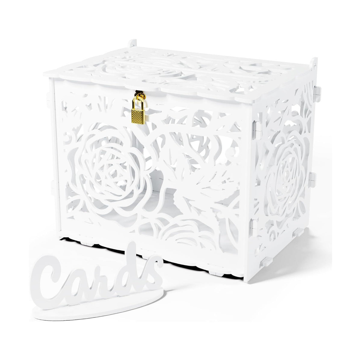 Jolik DIY Wedding Card Box, Large Rustic Locking Money Box Holder for Wedding Reception, Gift Card & Envelope Storage, Anniversary & Birthday Party Decoration, Bridal or Baby Showers