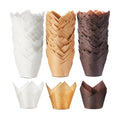 Motiskyy 600 Pcs Jumbo Tulip Muffin Liners, Light Brown, White, Brown
