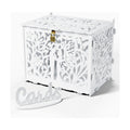 Jolik Bride and Groom Wedding Card Box with Sign, Large Rustic Locking Money Box Holder for Wedding Reception, Gift Card & Envelope Storage, DIY Anniversary & Birthday Party Decoration