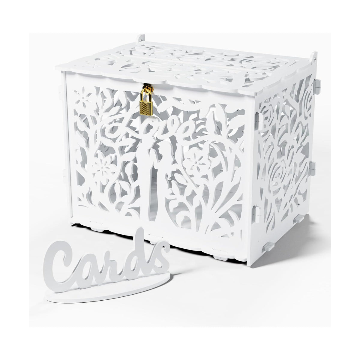Jolik Bride and Groom Wedding Card Box with Sign, Large Rustic Locking Money Box Holder for Wedding Reception, Gift Card & Envelope Storage, DIY Anniversary & Birthday Party Decoration