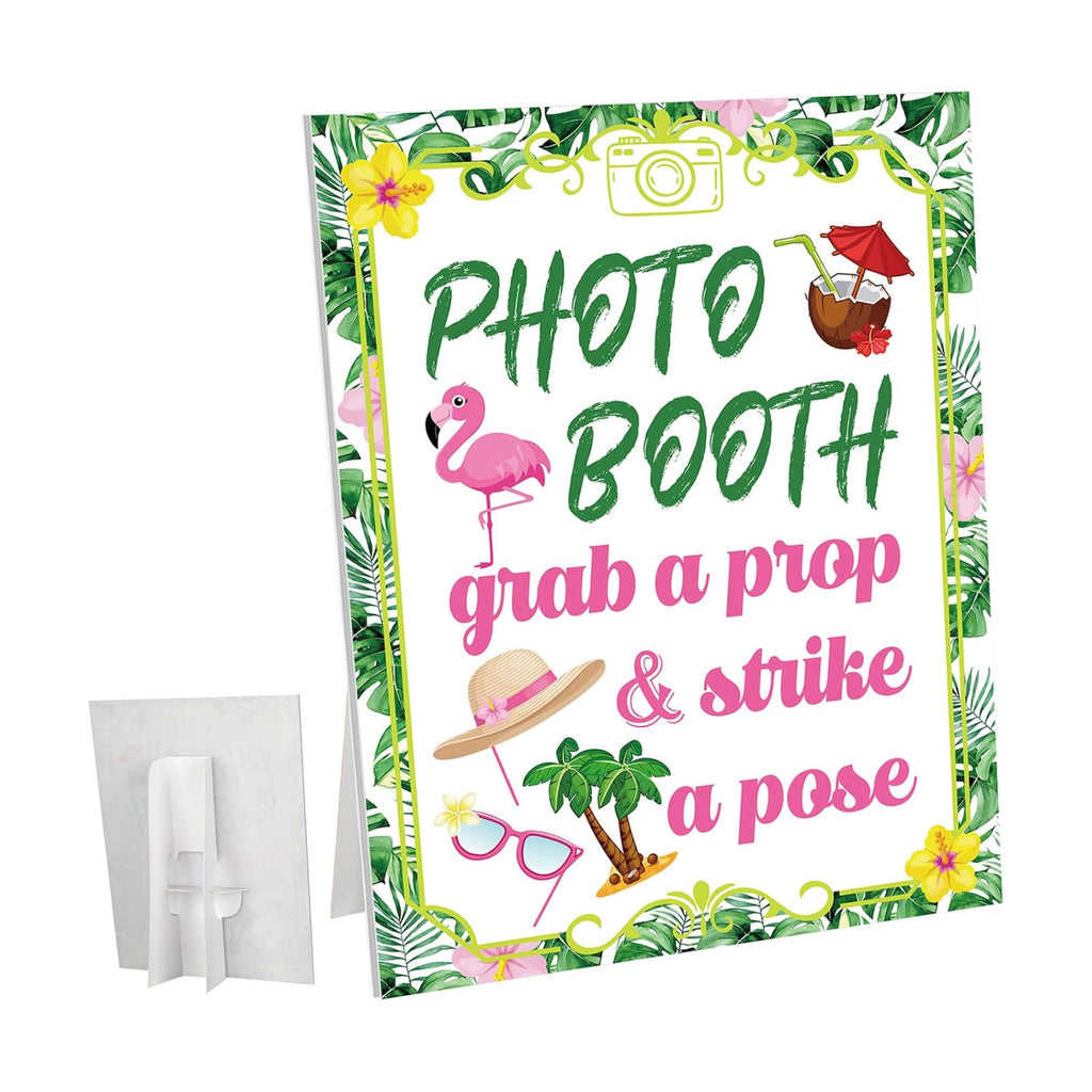 Briwooody Luau Summer Photo Booth Props with Stand Retro Background Table