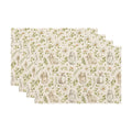 Spring Place mats Set of 4,12x18 Inches Green Rabbit Floral Leaves Placemats Rectangle Easter Decor Bunny Flower Table Mats for Party Home Kitchen Dining Table Decoration